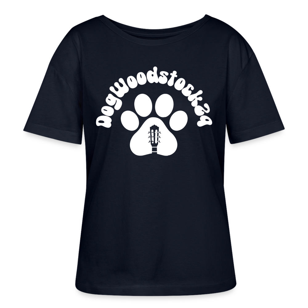 Stella Serena Relaxed T-Shirt DogWoodstock Pfote mit Gitarren-Cutout Flockdruck