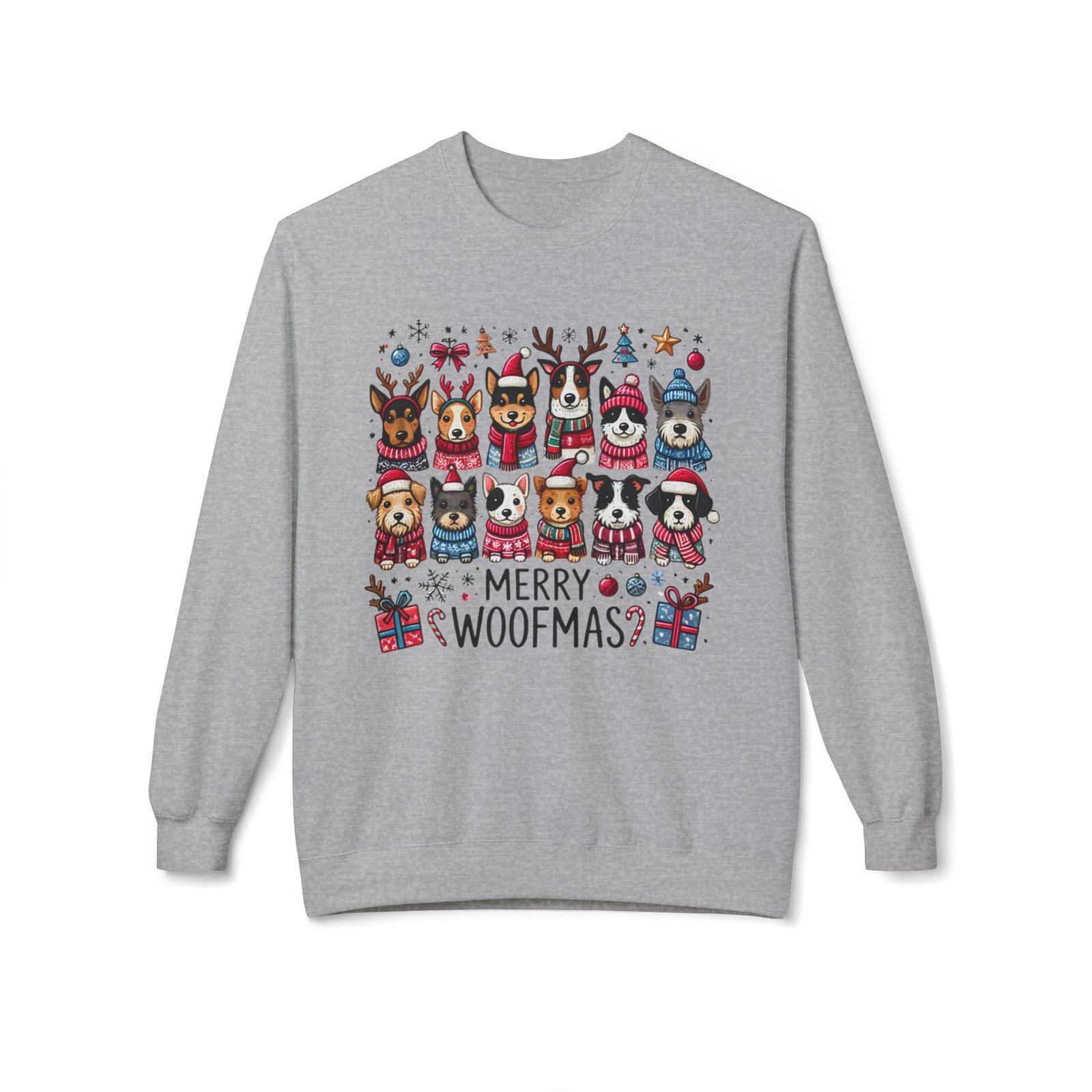 Unisex Midweight Softstyle Fleece Crewneck Sweatshirt | Merry Woofmas